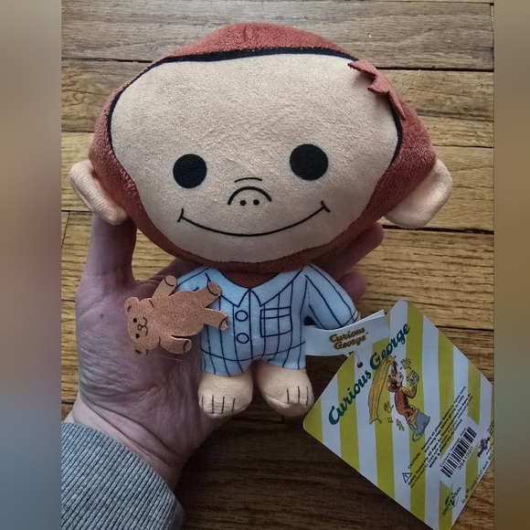 Toy Factory 6.5" Curious George In Pajamas With Bear Soft Plush NWT - Picture 1 of 5